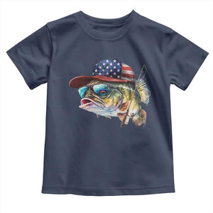 Funny Fishing American Flag Toddler T Shirt Patriotic Fisherman Family Gift TS10 Navy Print Your Wear
