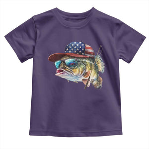 Funny Fishing American Flag Toddler T Shirt Patriotic Fisherman Family Gift TS10 Purple Print Your Wear