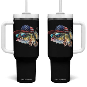 Funny Fishing American Flag Tumbler With Handle Patriotic Fisherman Family Gift TS10 One Size: 40 oz Black Print Your Wear