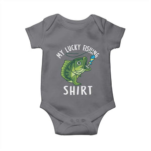 Lucky Fishing Baby Onesie Funny Fisherman Fish Lovers TS10 Charcoal Print Your Wear
