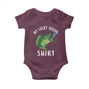 Lucky Fishing Baby Onesie Funny Fisherman Fish Lovers TS10 Maroon Print Your Wear