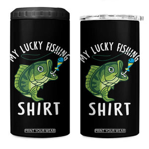 Lucky Fishing 4 in 1 Can Cooler Tumbler Funny Fisherman Fish Lovers TS10 One Size: 16 oz Black Print Your Wear