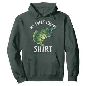 Lucky Fishing Hoodie Funny Fisherman Fish Lovers TS10 Dark Forest Green Print Your Wear
