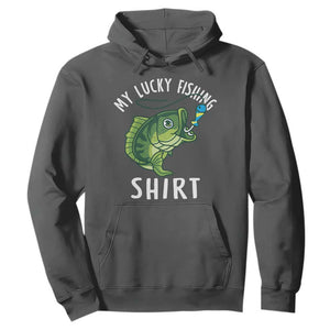 Lucky Fishing Hoodie Funny Fisherman Fish Lovers TS10 Dark Heather Print Your Wear