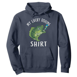 Lucky Fishing Hoodie Funny Fisherman Fish Lovers TS10 Navy Print Your Wear