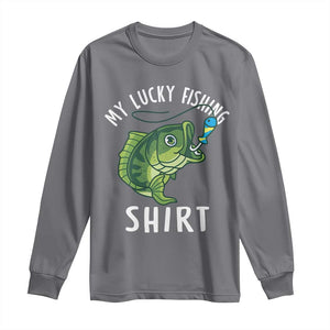 Lucky Fishing Long Sleeve Shirt Funny Fisherman Fish Lovers TS10 Charcoal Print Your Wear