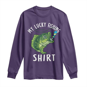 Lucky Fishing Long Sleeve Shirt Funny Fisherman Fish Lovers TS10 Purple Print Your Wear
