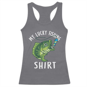 Lucky Fishing Racerback Tank Top Funny Fisherman Fish Lovers TS10 Charcoal Print Your Wear