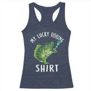 Lucky Fishing Racerback Tank Top Funny Fisherman Fish Lovers TS10 Navy Print Your Wear
