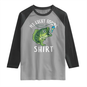 Lucky Fishing Raglan Shirt Funny Fisherman Fish Lovers TS10 Sport Gray Black Print Your Wear