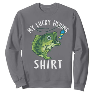 Lucky Fishing Sweatshirt Funny Fisherman Fish Lovers TS10 Charcoal Print Your Wear