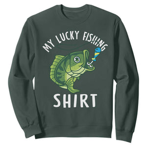 Lucky Fishing Sweatshirt Funny Fisherman Fish Lovers TS10 Dark Forest Green Print Your Wear