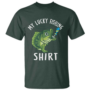 Lucky Fishing T Shirt Funny Fisherman Fish Lovers TS10 Dark Forest Green Print Your Wear