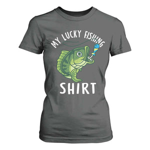 Lucky Fishing T Shirt For Women Funny Fisherman Fish Lovers TS10 Dark Heather Print Your Wear