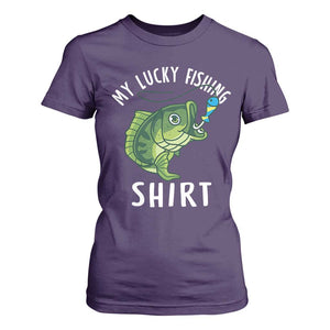 Lucky Fishing T Shirt For Women Funny Fisherman Fish Lovers TS10 Purple Print Your Wear