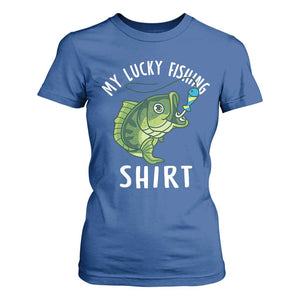 Lucky Fishing T Shirt For Women Funny Fisherman Fish Lovers TS10 Royal Blue Print Your Wear