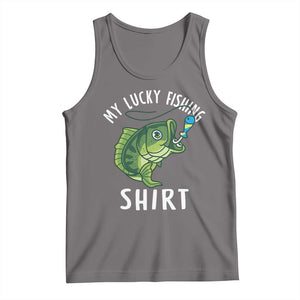 Lucky Fishing Tank Top Funny Fisherman Fish Lovers TS10 Deep Heather Print Your Wear
