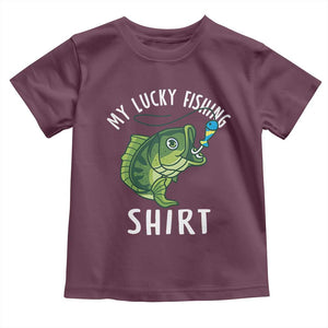 Lucky Fishing Toddler T Shirt Funny Fisherman Fish Lovers TS10 Maroon Print Your Wear