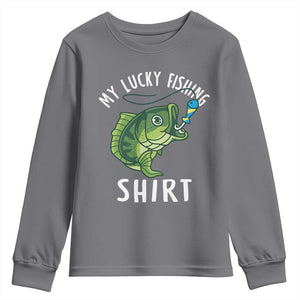 Lucky Fishing Youth Sweatshirt Funny Fisherman Fish Lovers TS10 Charcoal Print Your Wear