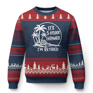 Funny Retirement Ugly Christmas Sweater I'm Retired It's 5 O'Clock Everywhere Beach TS10 Navy Red Print Your Wear