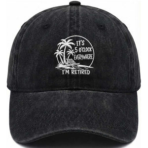 Funny Retirement Washed Cotton Baseball Cap I'm Retired It's 5 O'Clock Everywhere Beach TS10 Print Your Wear