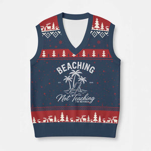 Retired Teacher V-Neck Knit Sweater Vest Beaching Not Teaching Retired Gifts For Teachers Retiring TS10 Navy Red Print Your Wear