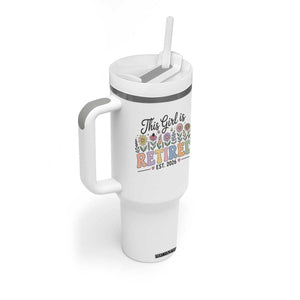 Retirement Gift For Her Tumbler With Handle This Girl Is Retired 2026 Floral Grandma Mom Teacher Coworker TS10 Print Your Wear