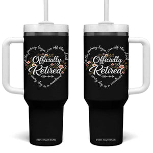 Officially Retired Tumbler With Handle Floral Teacher Retirement Coworker Gift Let The Journey Begin TS10 One Size: 40 oz Black Print Your Wear