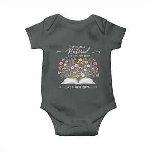 Officially Retired Baby Onesie Floral Teacher Retirement Coworker Gift Let The Fun Begin TS10 Dark Heather Print Your Wear