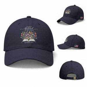 Officially Retired Baseball Cap Floral Teacher Retirement Coworker Gift Let The Fun Begin TS10 Baseball Cap Universal Fit Navy Print Your Wear