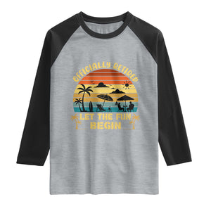 Retirement 2026 Raglan Shirt Officially Retired Let The Fun Begin Retro TS10 Heather Gray Black Print Your Wear