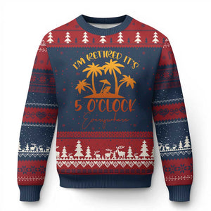 Funny Retirement Ugly Christmas Sweater I'm Retired It's 5 O'Clock Everywhere TS10 Navy Red Print Your Wear