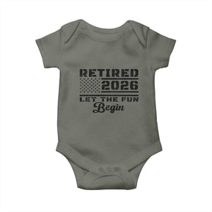 Retirement 2026 Baby Onesie Cool Retired Gift American Flag TS10 Military Green Print Your Wear