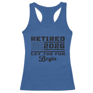 Retirement 2026 Racerback Tank Top Cool Retired Gift American Flag TS10 Royal Blue Print Your Wear