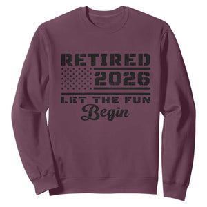 Retirement 2026 Sweatshirt Cool Retired Gift American Flag TS10 Maroon Print Your Wear