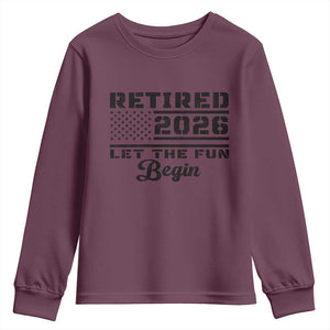 Retirement 2026 Youth Sweatshirt Cool Retired Gift American Flag TS10 Maroon Print Your Wear