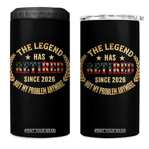 Retirement Gifts For Men 2026 4 in 1 Can Cooler Tumbler The Legend Has Retired Retired Not My Problems Anymore US Flag TS10 One Size: 16 oz Black Print Your Wear