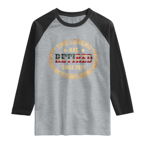 Retirement Gifts For Men 2026 Raglan Shirt The Legend Has Retired Retired Not My Problems Anymore US Flag TS10 Heather Gray Black Print Your Wear