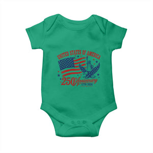 USA 250th Anniversary Baby Onesie Land Of The Free USA Patriotic 1776 2026 Statue Of Liberty Eagle Flag TS10 Irish Green Print Your Wear