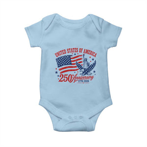 USA 250th Anniversary Baby Onesie Land Of The Free USA Patriotic 1776 2026 Statue Of Liberty Eagle Flag TS10 Light Blue Print Your Wear