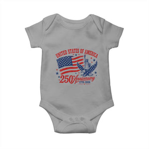 USA 250th Anniversary Baby Onesie Land Of The Free USA Patriotic 1776 2026 Statue Of Liberty Eagle Flag TS10 Sport Gray Print Your Wear