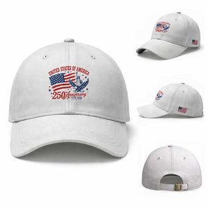 USA 250th Anniversary Baseball Cap Land Of The Free USA Patriotic 1776 2026 Statue Of Liberty Eagle Flag TS10 Baseball Cap Universal Fit White Print Your Wear