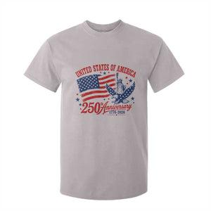 USA 250th Anniversary T Shirt For Kid Land Of The Free USA Patriotic 1776 2026 Statue Of Liberty Eagle Flag TS10 Ice Gray Print Your Wear