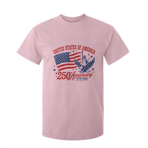 USA 250th Anniversary T Shirt For Kid Land Of The Free USA Patriotic 1776 2026 Statue Of Liberty Eagle Flag TS10 Light Pink Print Your Wear