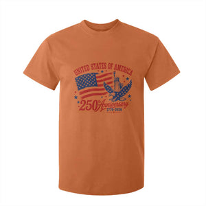 USA 250th Anniversary T Shirt For Kid Land Of The Free USA Patriotic 1776 2026 Statue Of Liberty Eagle Flag TS10 Orange Print Your Wear