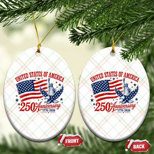 USA 250th Anniversary Ceramic Ornament Land Of The Free USA Patriotic 1776 2026 Statue Of Liberty Eagle Flag TS10 Print Your Wear