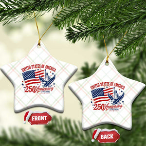 USA 250th Anniversary Ceramic Ornament Land Of The Free USA Patriotic 1776 2026 Statue Of Liberty Eagle Flag TS10 Print Your Wear