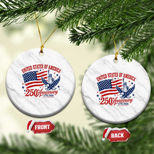 USA 250th Anniversary Ceramic Ornament Land Of The Free USA Patriotic 1776 2026 Statue Of Liberty Eagle Flag TS10 1pc White Marble Print Your Wear