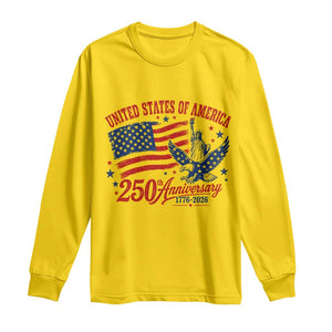USA 250th Anniversary Long Sleeve Shirt Land Of The Free USA Patriotic 1776 2026 Statue Of Liberty Eagle Flag TS10 Daisy Print Your Wear