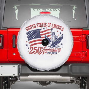 USA 250th Anniversary Spare Tire Cover Land Of The Free USA Patriotic 1776 2026 Statue Of Liberty Eagle Flag TS10 White Print Your Wear